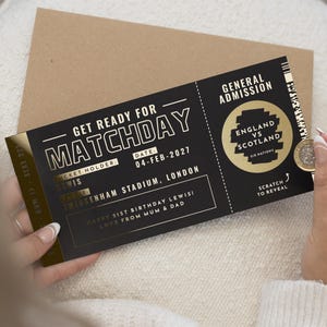 Scratch Off Football Match Ticket, Football Ticket Gift, Rugby Ticket, Football Ticket Scratch Card, Gameday Ticket, Scratch To Reveal
