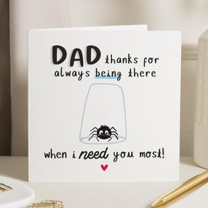 Vatertagskarte für Papa, Spinnen-Vater-Geburtstagskarte, von Tochter, Papa-Karte, lustige Vatertagskarte, Geburtstagskarte für Papa