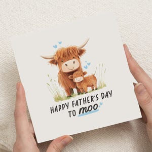 Carte de fête des pères, carte de fête des pères des enfants, carte de vache des Highlands, jolie carte de fête des pères, carte de fête des pères pour papa, carte de fête des pères drôle