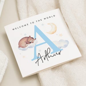 Carte de félicitations pour nouveau bébé garçon, cadeau de bienvenue pour nouveau bébé garçon, carte personnalisée pour nouveau bébé garçon, bébé de bienvenue dans le monde, neveu, petit-fils