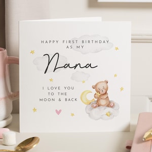 Cartão de aniversário da Nana, primeiro aniversário como minha avó, primeiro aniversário da avó, feliz aniversário, avó, primeiro aniversário como minha avó, babá, avó