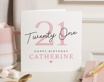 Carte personnalisée 21e anniversaire pour elle, carte spéciale 21e anniversaire, cadeau d'anniversaire pour fille, cadeau d'anniversaire pour amie, vingt et unième carte
