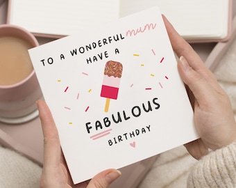 Birthday Card For Mum, Mum Birthday Card, Fabulous Mum Birthday Card, Birthday Card For Mum, Mummy Birthday Gift For Her, Fab Mum Card