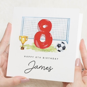 Fußball-Geburtstagskarte für Jungen, Sohn, 8. Geburtstagskarte, Fußball-achte Geburtstagskarte, 8. Geburtstagsgeschenk, Neffe, Enkel