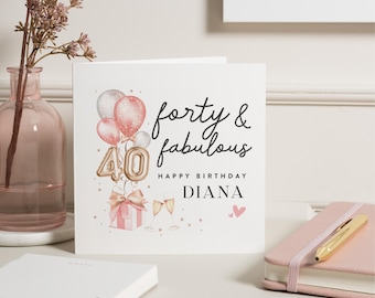40th Birthday Card For Women, 40th Wife Card, 40th Birthday Card Friend, Personalised 40th Birthday Card, Happy Birthday 40 Card, For Her