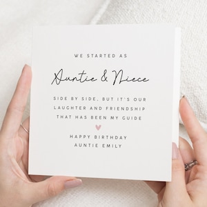 Carte d'anniversaire pour tante, tante et nièce, carte d'anniversaire pour elle, carte d'anniversaire personnalisée tante, carte poème
