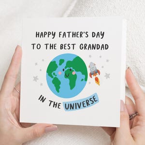 Fathers Day Card for Grandad, Grandad Fathers Day Card, Fathers Day Card from Grandchildren, Space Card for Grandad