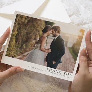 Cartes de remerciement personnalisées pour mariage avec photo, Cartes de remerciement de mariage pliées, Cartes postales de mariage, Cartes postales de remerciement Paysage