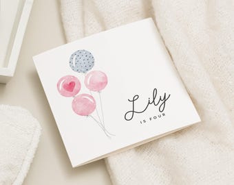 Personalised 4th Birthday Card For Girl, Daughter 4th Birthday Card, Fourth Birthday Gift For Little Girl, 4th Birthday Gift, Granddaughter