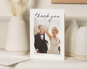 Personalisierte Hochzeit Dankeskarten, Foto Hochzeit Dankeskarte, Einfache Dankeskarten, Gefaltete Hochzeit Dankeskarten, A6 Hochzeitskarten