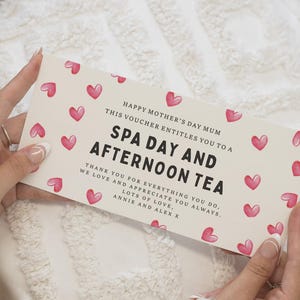 Bon cadeau spa et thé de l'après-midi, cadeau fête des mères, bon cadeau à gratter pour maman, ticket thé de l'après-midi pour maman, bon cadeau fête des mères