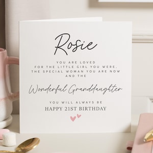 Cartão de aniversário de 21 anos personalizado para neta, cartão de aniversário de 21 anos para neta, presente de aniversário para neta, cartão de aniversário de 21 anos para ela