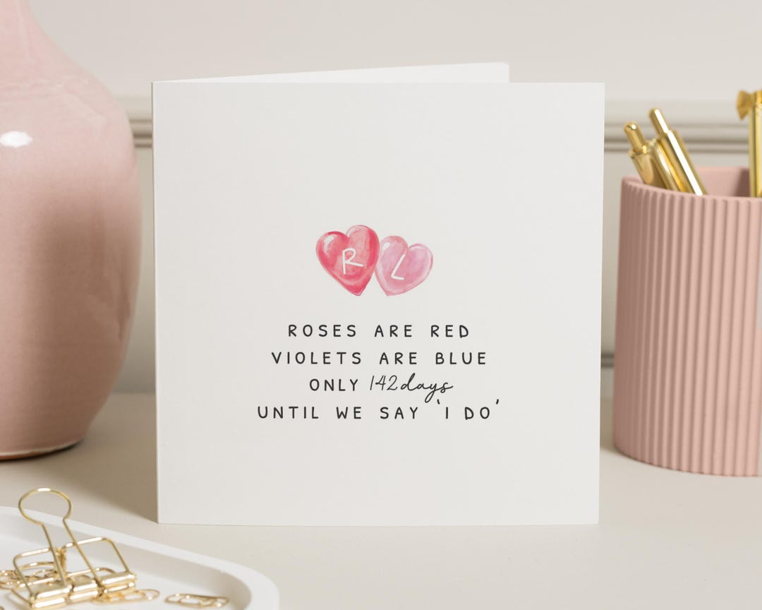Romantic Countdowns Wedding Countdown Card, Personalised Engagement Card, Valentines Card ...