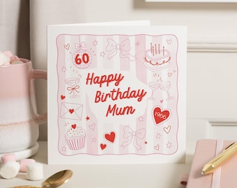 Verjaardagskaart voor mama voor haar 60e verjaardag, Verjaardagskaart voor haar zestigste verjaardag, Leuke verjaardagskaart voor mama, Gepersonaliseerde 60e verjaardagskaart