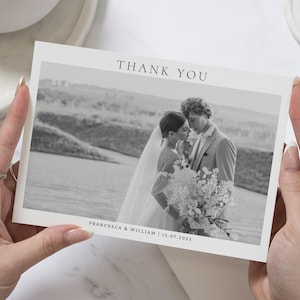 Schwarzweiss-Foto-Hochzeits-Dankeschön-Postkarte, gefaltete Dankeskarten Landschaft, personalisierte Dankeskarten Hochzeitsfotokarten gefaltet