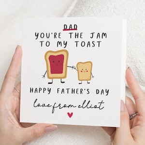 Biglietto per la festa del papà per papà, simpatico biglietto per la festa del papà da parte del figlio, biglietto personalizzato per papà, biglietto di auguri per la festa del papà, biglietto con toast alla marmellata