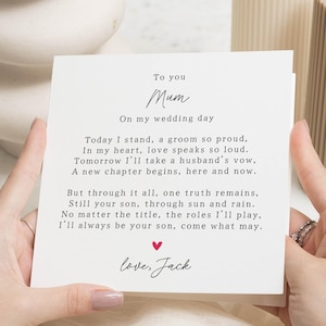 Für Mama an meinem Hochzeitstag Karte, von Sohn für Mama Hochzeitskarte, Mama Gedicht an meinem Hochzeitstag, personalisierte Danke für Mama, für Sie