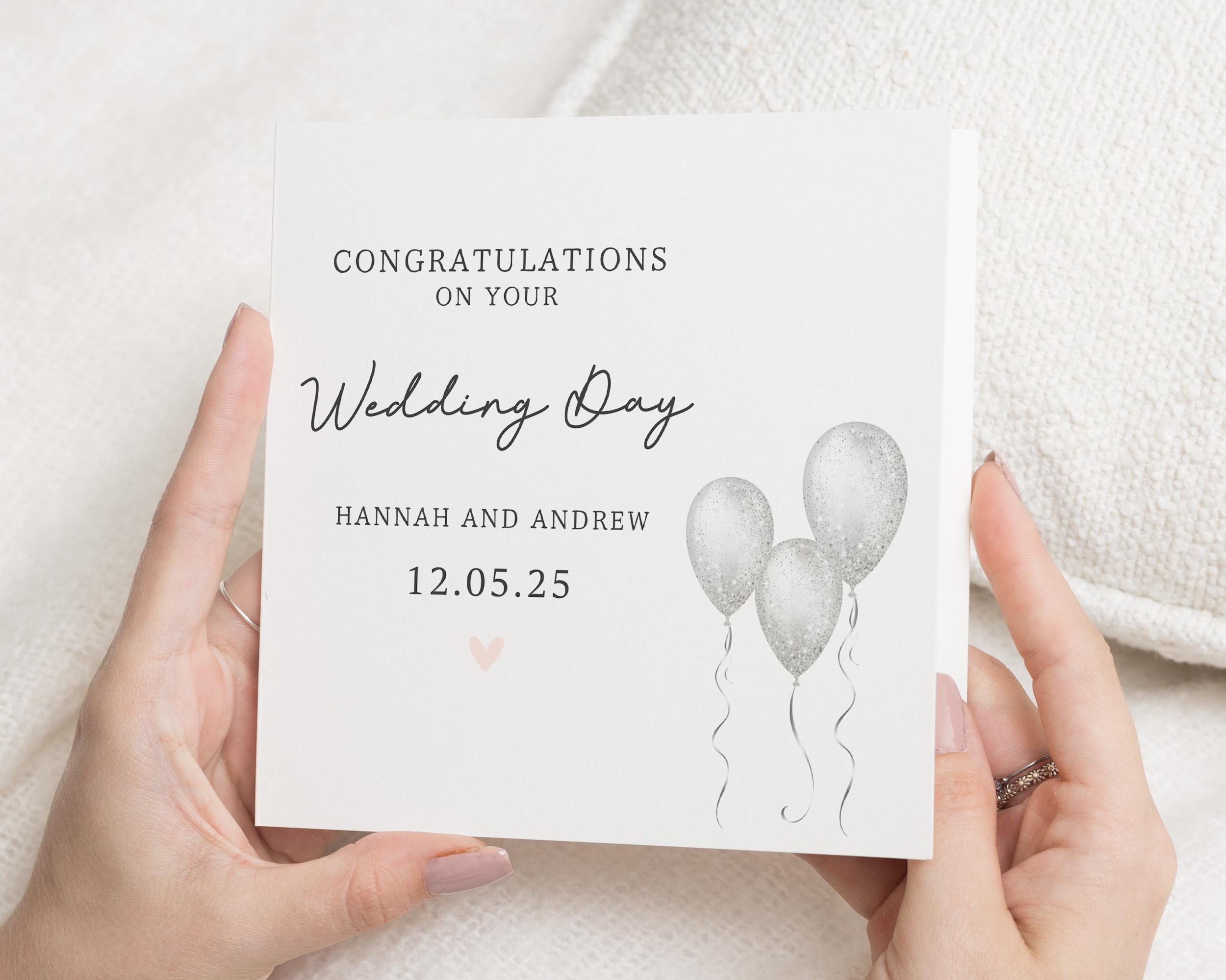 Personalised Wedding Day Date Card, Congratulations On Your Wedding, Friend Wedding Day Card, Wedding Gift For Friends, Couple Wedding Card