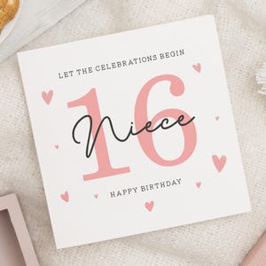 16e verjaardagskaart voor nichtje, nichtje 16e verjaardagskaart, lieve 16e verjaardag cadeau nichtje, zestiende verjaardag, zestiende verjaardagskaart voor haar