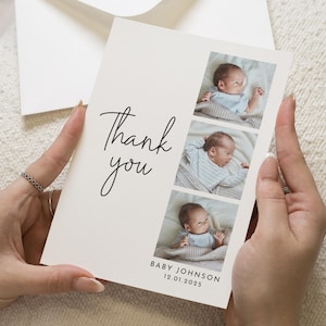 Carte de remerciement modifiable pour bébé fille, carte de remerciement personnalisée pour petite fille, carte postale de remerciement personnalisée, nouvelle petite fille, carte de remerciement
