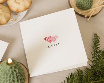 Christmas Card for Couple, Personalised Heart Christmas Card, Romantic Card, Always Card, Custom Initials Card, Cute Xmas Card
