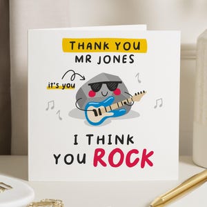 Tarjeta de agradecimiento para el maestro, tarjeta de agradecimiento para el maestro, tarjeta de agradecimiento personalizada, gracias Sr. Jones, tarjeta de agradecimiento para el maestro