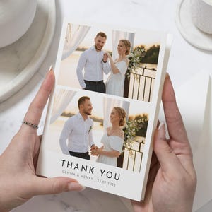 Minimalistische Hochzeit Dankeskarten mit Foto, Dankeskarten gefaltet, Moderne Dankeskarten Hochzeit, Foto Dankeskarten für Hochzeit