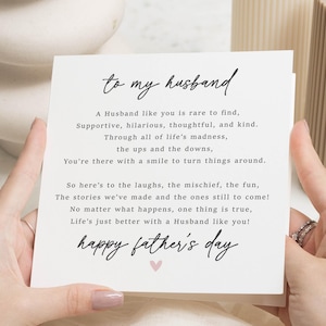 Fathers Day Card for Husband, Husband Fathers Day Card, Fathers Day Card from Wife, Poem Fathers Day Card, Husband Card