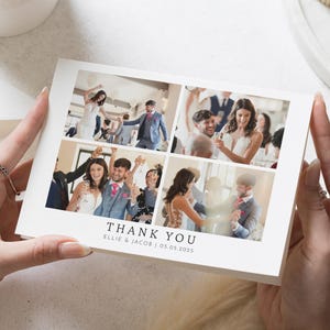 Multi Foto Hochzeit Thankyous, einfache personalisierte Dankeskarten Hochzeit, Hochzeit Dankeskarten mit Foto, gefaltete Dankeskarten