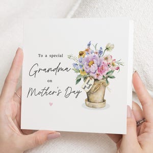 Carte florale de fête des mères de grand-mère, cartes de fête des mères de fleur pour grand-mère, grand-mère heureuse de fête des mères, carte de grand-mère de fête des mères, pour grand-mère, grand-mère