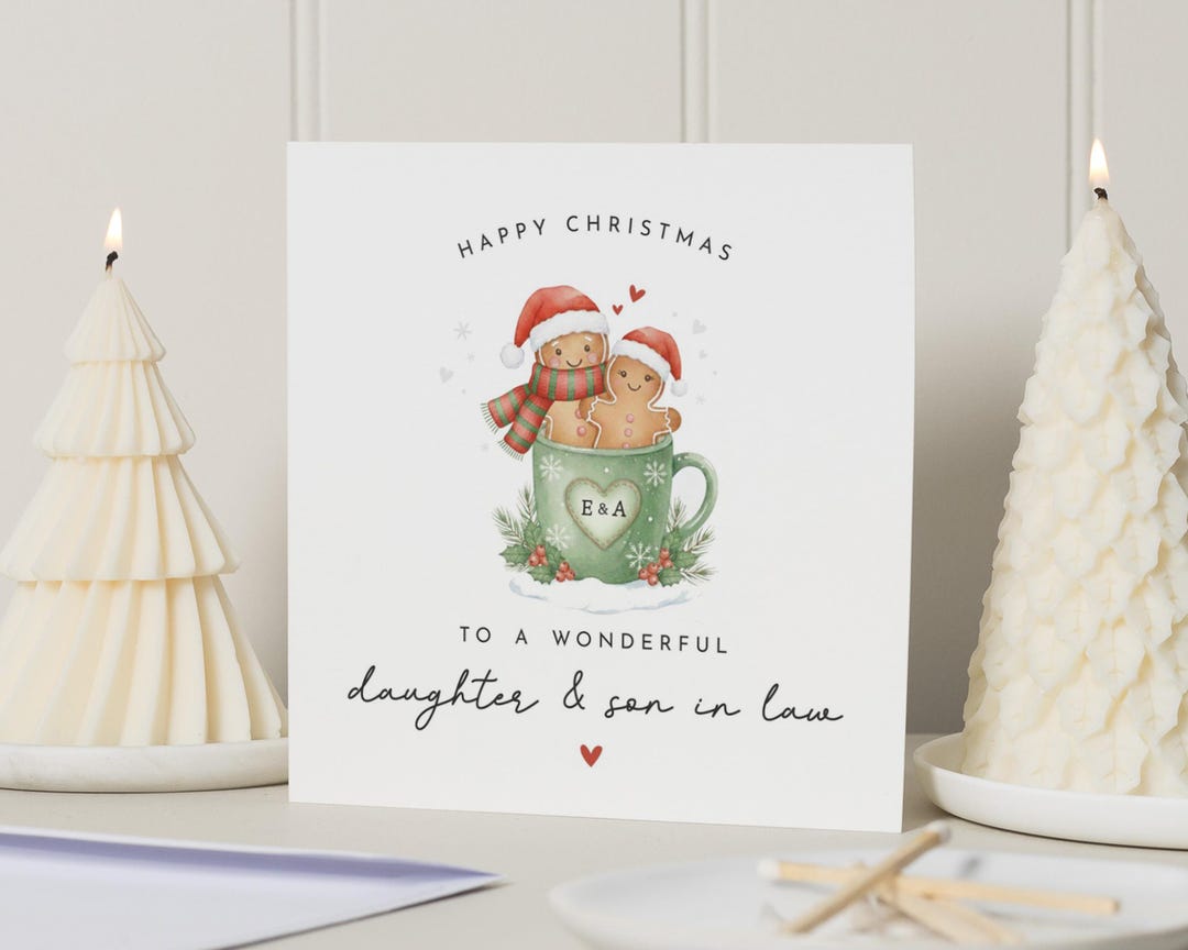 Christmas Card for Daughter and Son in Law, Personalised Christmas Card