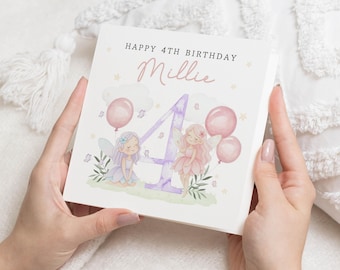 4th Birthday Card Girl, Personalised Fairy Birthday Card, Daughter Birthday Card, Cute Card
