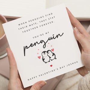 Carte de Saint-Valentin, pour mari, carte de Saint-Valentin mari, cadeau Saint-Valentin pour lui, carte de Saint-Valentin pingouin, carte de Saint-Valentin petit ami