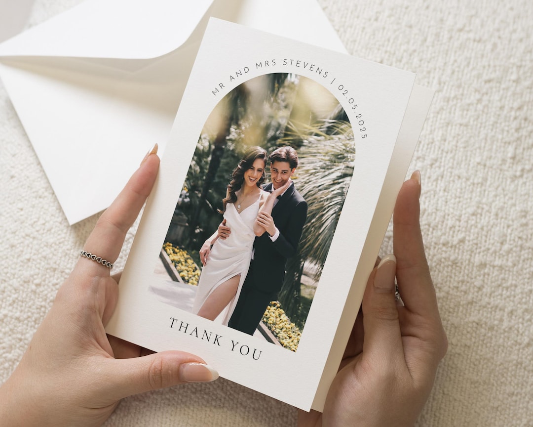 Custom Thank You Cards, Simple Wedding Thank You Cards With Photo ...