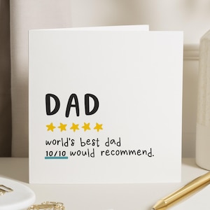 Geburtstagskarte für Papa, Vatertagskarte, Papa Geburtstagskarte, Welten beste Papa Karte, lustige Karte für ihn, 10 10 würde empfehlen