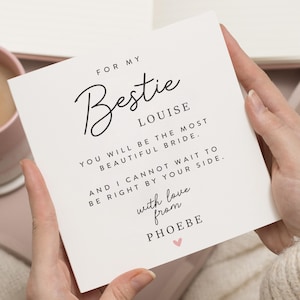 Tarjeta de boda para mejor amiga, regalo de boda para mejor amiga, tarjeta de boda con carta a una amiga, tarjeta de novia, regalo de puente de una dama de honor