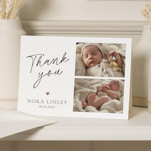 Cartes de remerciement simples pour nouveau-né, Cartes de remerciement personnalisées Nouveau bébé, Cartes de remerciement avec photo de bébé, Cartes de remerciement de carte postale, Notes de remerciement