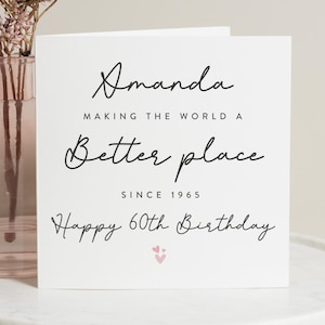 Tarjeta de 60 cumpleaños, tarjeta de cumpleaños personalizada para ella, tarjeta de cumpleaños para mamá, tarjeta de cumpleaños para una amiga, regalo de 60 cumpleaños