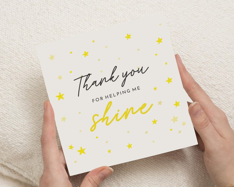 Carte de remerciement, carte de remerciement pour professeur, carte de remerciement pour elle, carte de remerciement pour lui, carte de remerciement étoile, carte de remerciement mignonne image 1