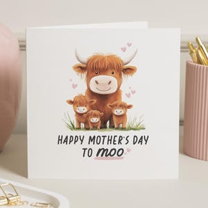 Biglietto di auguri per la festa della mamma, biglietto di auguri per la festa della mamma con mucca delle Highlands, biglietto di auguri per la festa della mamma con mucca, biglietti per la festa della mamma per lei, biglietto per la festa della mamma per la mamma