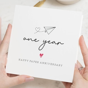 Biglietto di anniversario di 1 anno, biglietto del primo anniversario, biglietto del primo anniversario di matrimonio, biglietto di anniversario di matrimonio di un anno, regalo di anniversario di carta