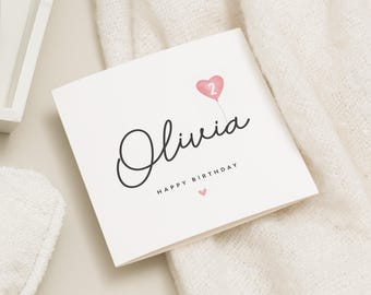 2nd Birthday Card Girl, 2nd Birthday Personalised Card, Niece Birthday Card, 2nd Birthday Card Daughter, 2nd Birthday Granddaughter