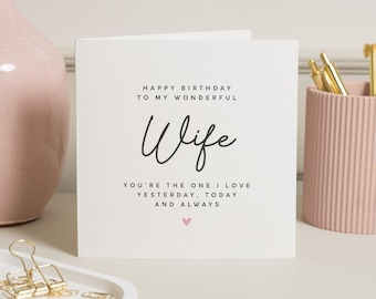 Wife Birthday Card, Birthday Card For Wife, Romantic Birthday Card Wife, Wife Birthday Gift, Personalised Wife Birthday Card, Cute Wife Card