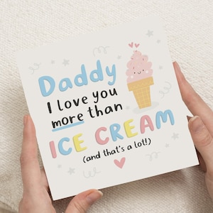 Biglietto di auguri per papà, biglietto di auguri per papà, biglietto di auguri carino per papà, biglietto di auguri per bambini, biglietto di auguri con gelato per lui