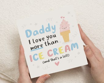 Tarjeta de cumpleaños para papá, tarjeta de cumpleaños para papá, linda tarjeta de cumpleaños para papá, tarjeta de cumpleaños de niños, tarjeta de cumpleaños de helado para él