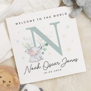 Kaart babyjongen, kaart nieuwe babyjongen, gepersonaliseerde nieuwe babykaart, Welcome To The World neef, kleinzoon, cadeaus voor nieuwe babyjongen, pasgeboren