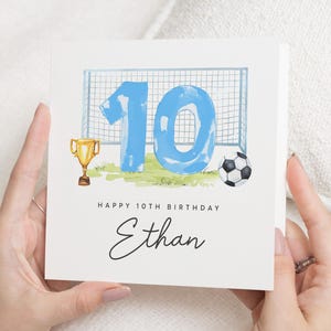 Carte d'anniversaire football, 10e anniversaire garçon, carte d'anniversaire 10 ans garçon, carte 10e anniversaire fils, cadeau 10e anniversaire neveu