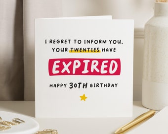 Funny 30th Birthday Card Friend, 30th Birthday Gift For Boyfriend, Husband 30th Birthday Card, Thirtieth Birthday Card For Him, Her, Bestie