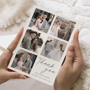 Minimalistische Hochzeit Dankeskarten mit Foto, Dankeskarten gefaltet, Moderne Dankeskarten Hochzeit, Foto Dankeskarten für Hochzeit