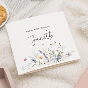 60er Geburtstagskarte für Sie, Mutter 60er Geburtstagskarte, Geschenk 60er für Freund, Oma 60er Geburtstagswünsche, Geburtstagsblumen, Schwester 60er